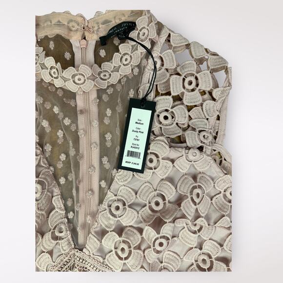 Romeo & Juliet Couture NWT Crochet Mesh Mini‎ Dress Dusty Pink Size M - Picture 3 of 10